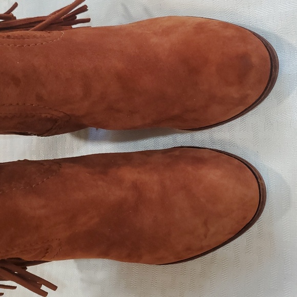 Sam Edelman Louie fring women's orange  suede western ankle short boots size 7.5 - Picture 2 of 16